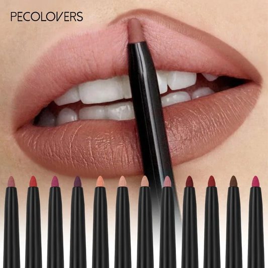 Waterproof Matte Lipliner Pencil - Long Lasting & Moisturising Lipstick (12 Shades)