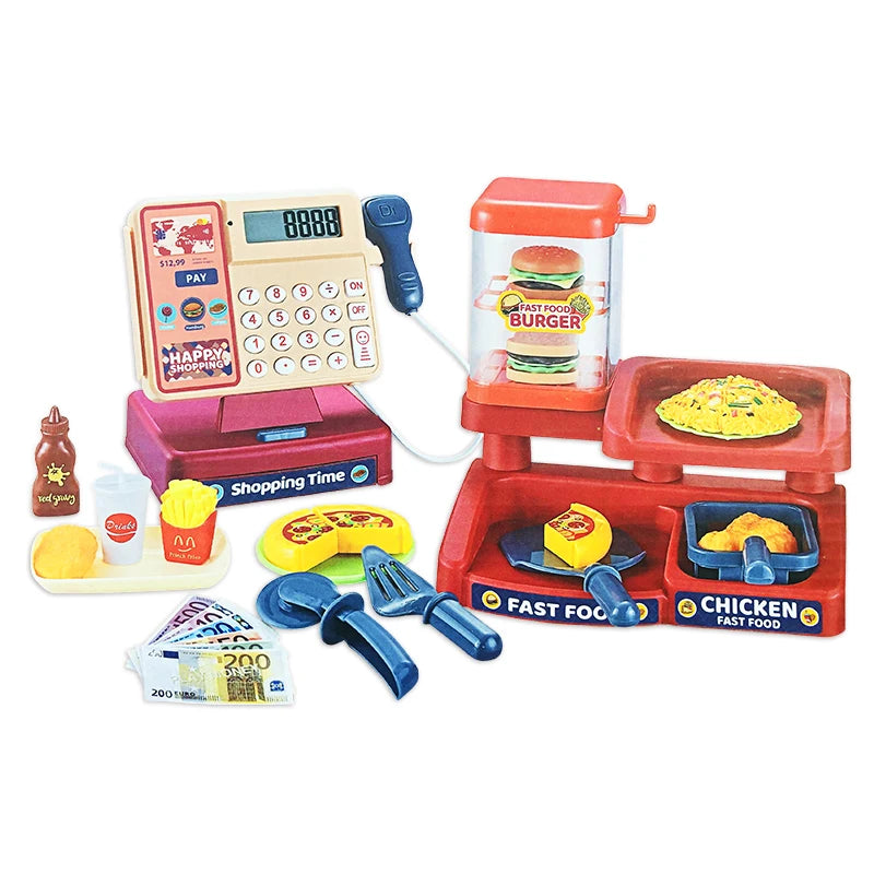 Kids Supermarket Playset with Sound & Lights – Toy Cash Register & Food Simulation
