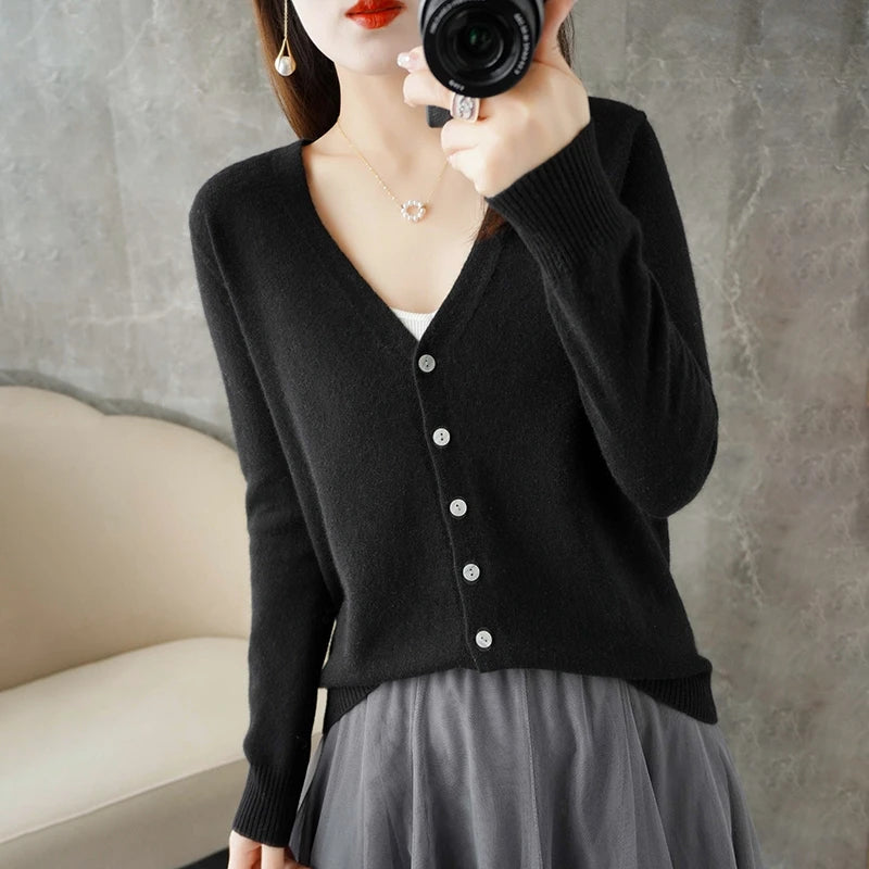 2024 V-Neck Women's Loose Sweater Cardigan ZHI D035