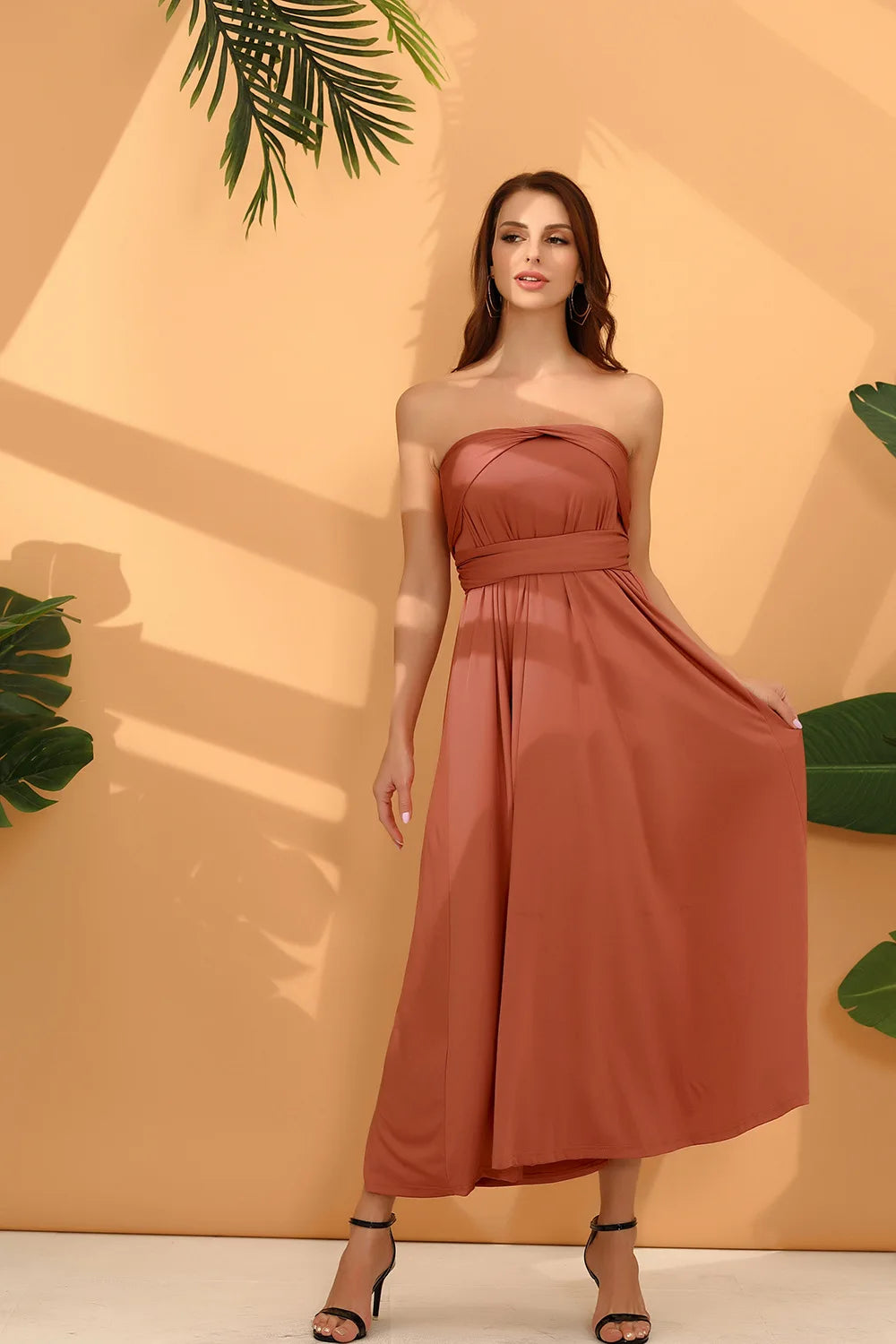 Sexy Women’s Multiway Red Maxi Dress – Convertible Boho Bandage Party Dress