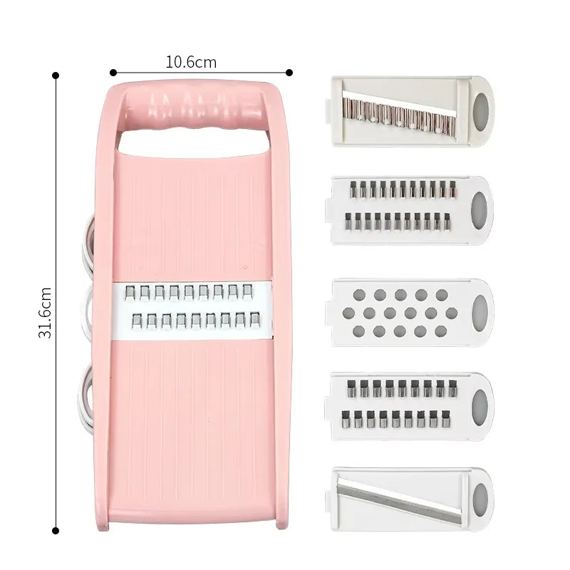 5-in-1 Manual Vegetable Slicer – Multi-Functional Cutter, Grater & Dicer for Kitchen Use