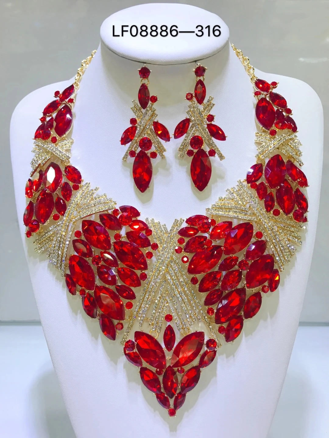 Women's Crystal Rhinestone Jewelry Set – Necklace & Earrings for Wedding