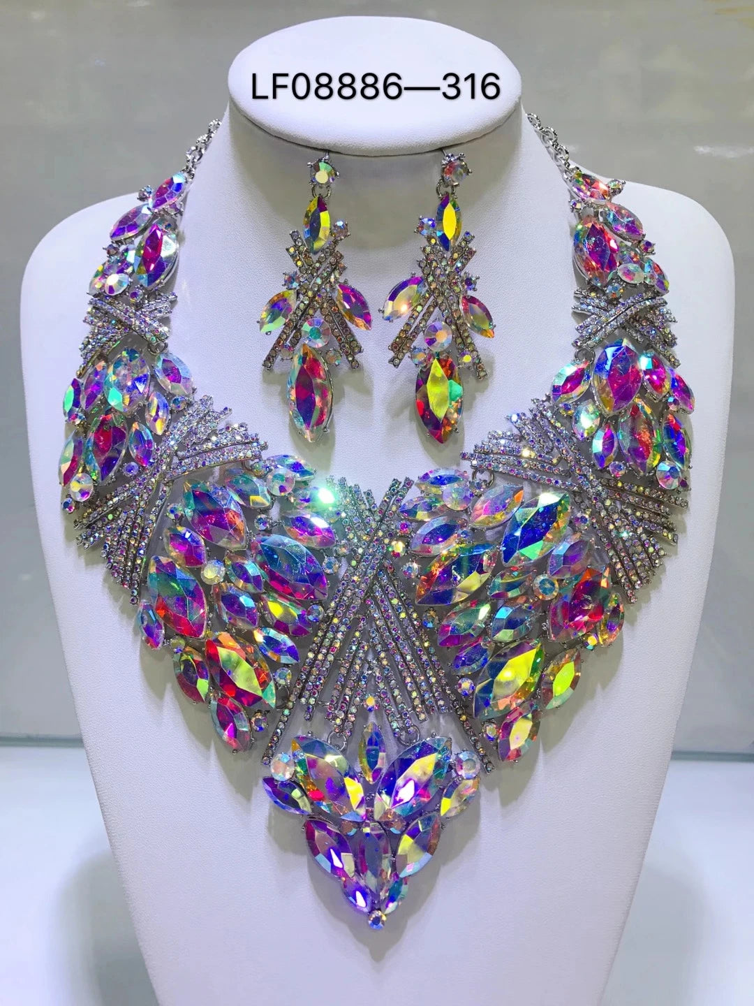 Women's Crystal Rhinestone Jewelry Set – Necklace & Earrings for Wedding