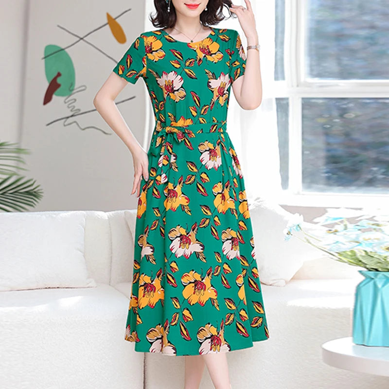 2024 Floral Print Bohemian Dress – O-Neck Sleeveless Loose Long Dress for Women