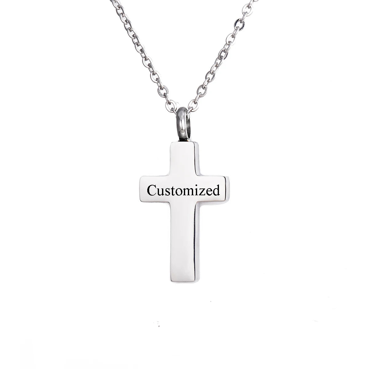 Stainless Steel Classic Cross Cremation Urn Locket Pendant Necklace Memorial Keepsake Jewelry For Women/Men