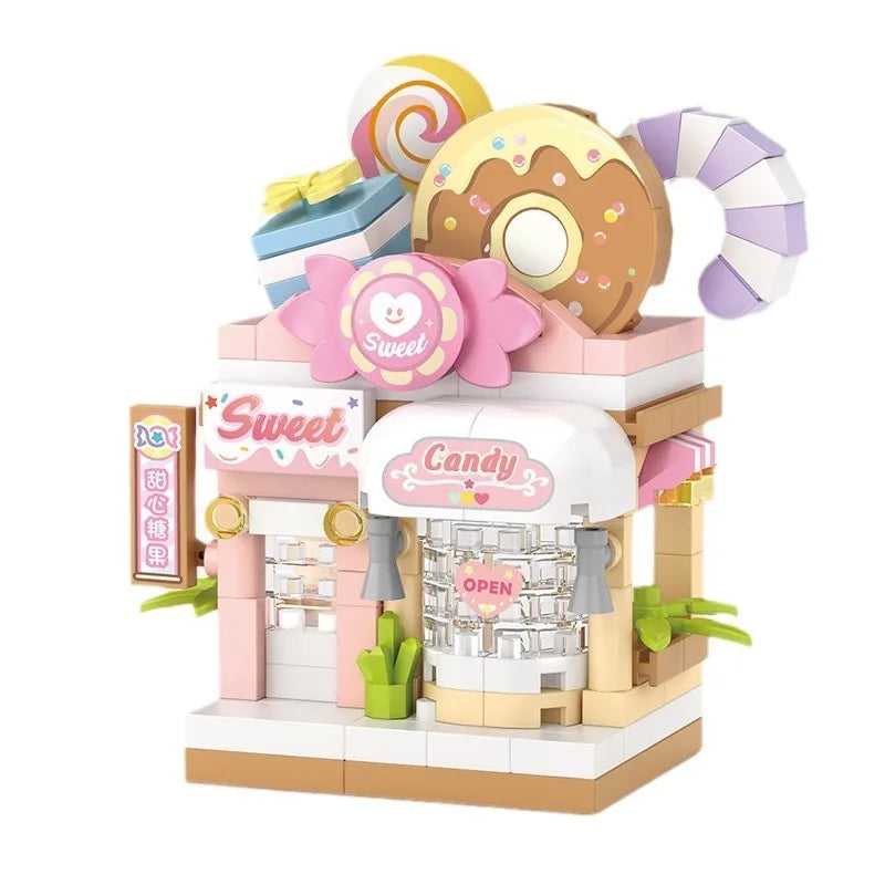 House Building Blocks Dessert Store Street View Snack Street Children's Toys Boys and Girls Gifts Compatible With Lego