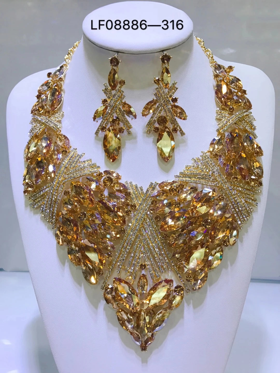 Women's Crystal Rhinestone Jewelry Set – Necklace & Earrings for Wedding