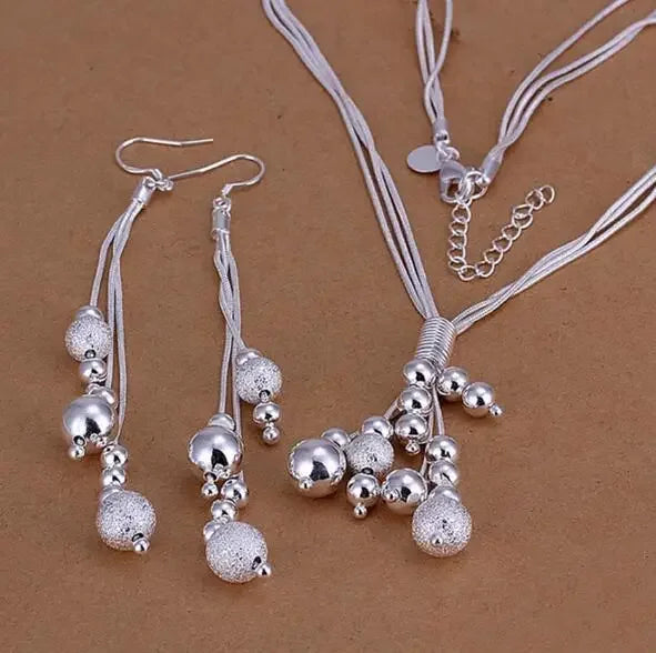 925 Sterling Silver Wedding Charm Set – Pendant Necklace & Earrings for Women