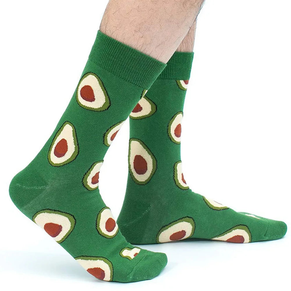 5 Pairs Combed Cotton Socks – Funny Fashion Crew Socks for Men & Women