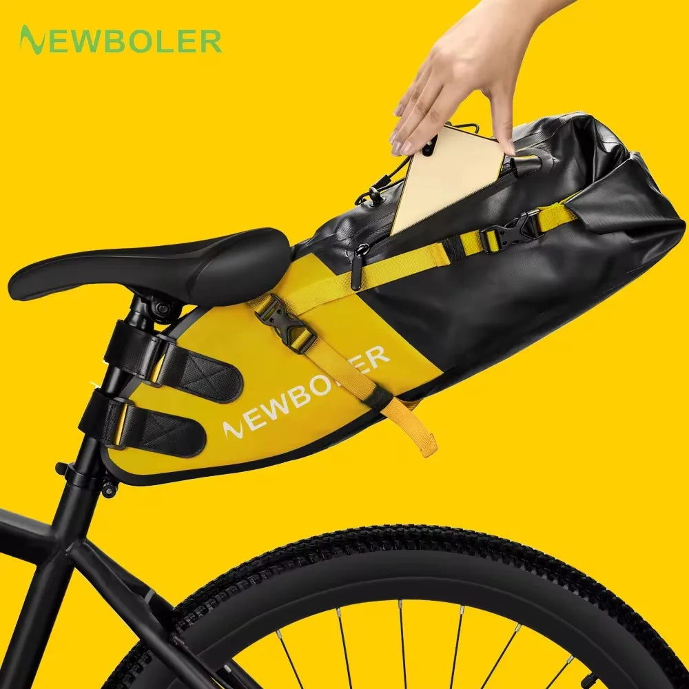 NEWBOLER 13L Waterproof Bike Saddle Bag – Foldable Rear Trunk for MTB/Road