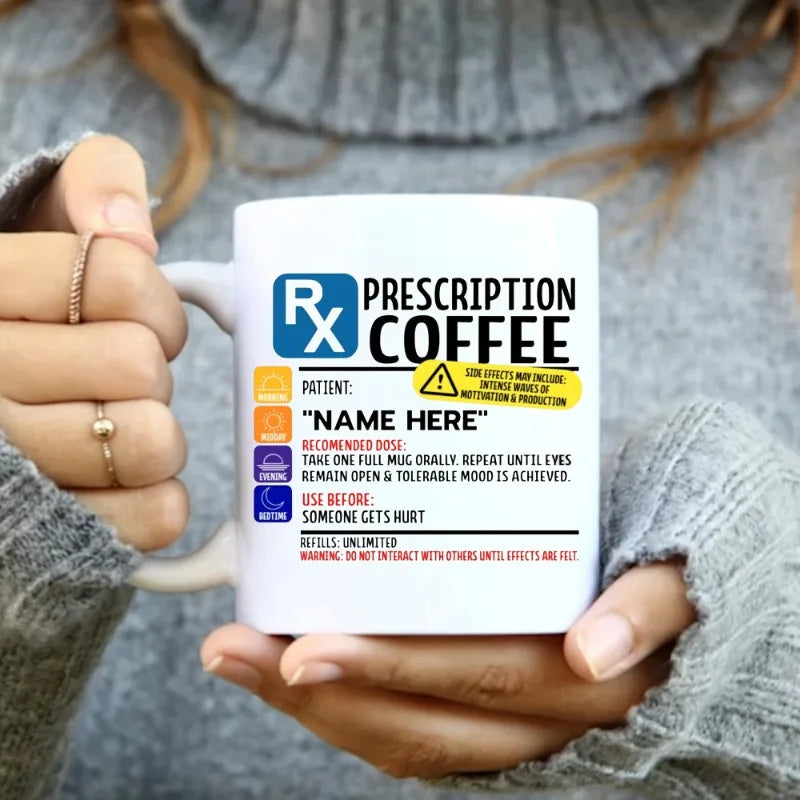 RX Prescription Coffee Mug – Ceramic Drinkware for Nurses, Pharmacists & Psychiatrists