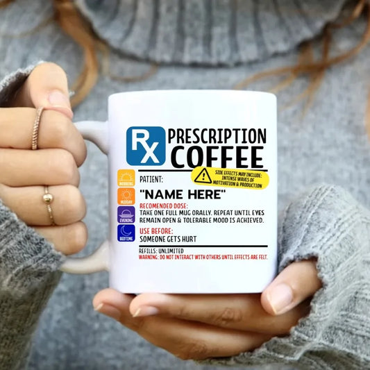 RX Prescription Coffee Mug – Ceramic Drinkware for Nurses, Pharmacists & Psychiatrists