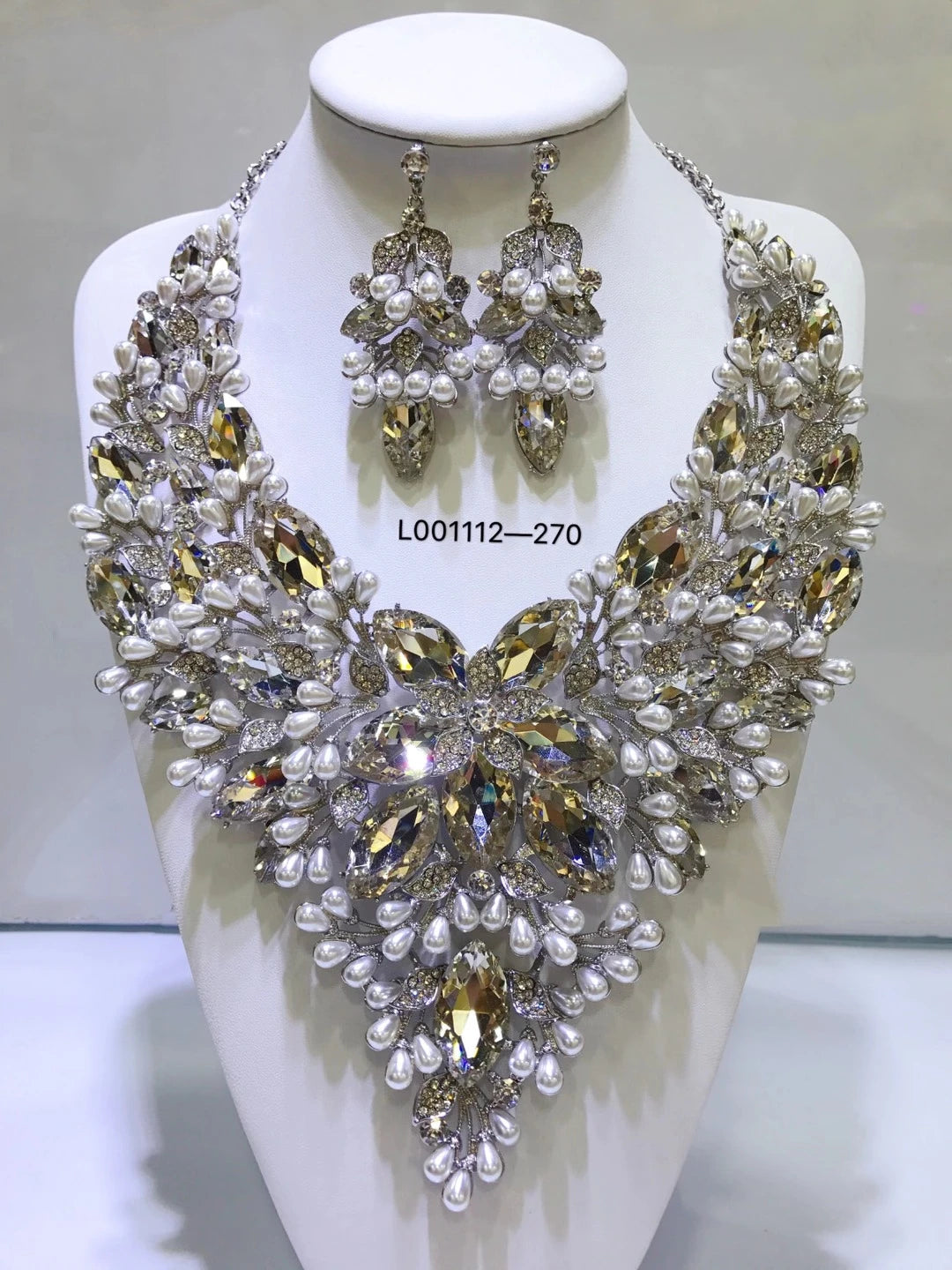 Women's Crystal Rhinestone Jewelry Set – Necklace & Earrings for Wedding