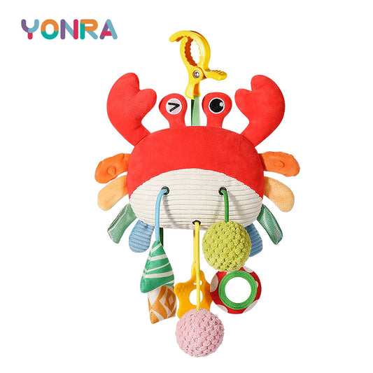 Plush Pull String Sensory Rattle Toy – Montessori Travel Toy for Babies