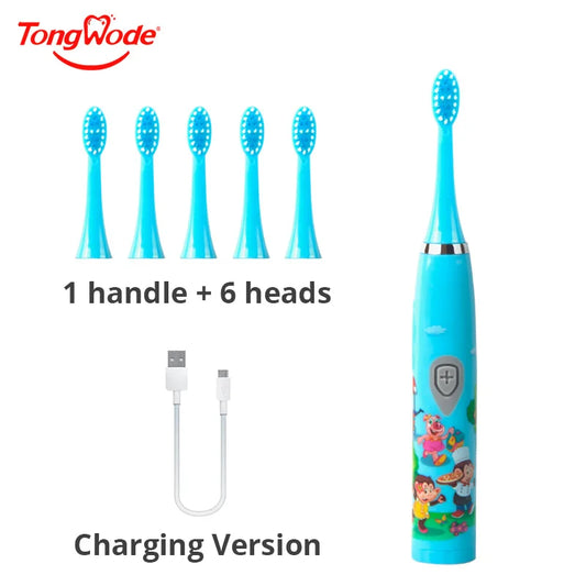 Kids Sonic Toothbrush – Rechargeable, Waterproof, with Extra Head