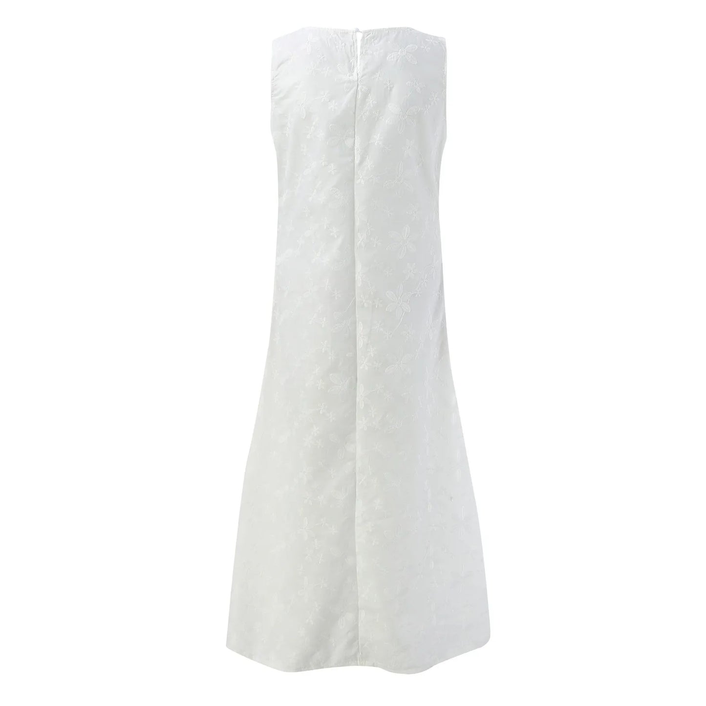 Women's White Lace Crochet Sleeveless Beach Dress – Boho Summer Style