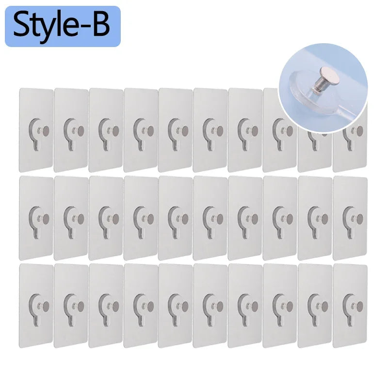 Adhesive Wall Hooks – Punch-Free Hanging for Frames, Clocks & More (50/1 Pcs)
