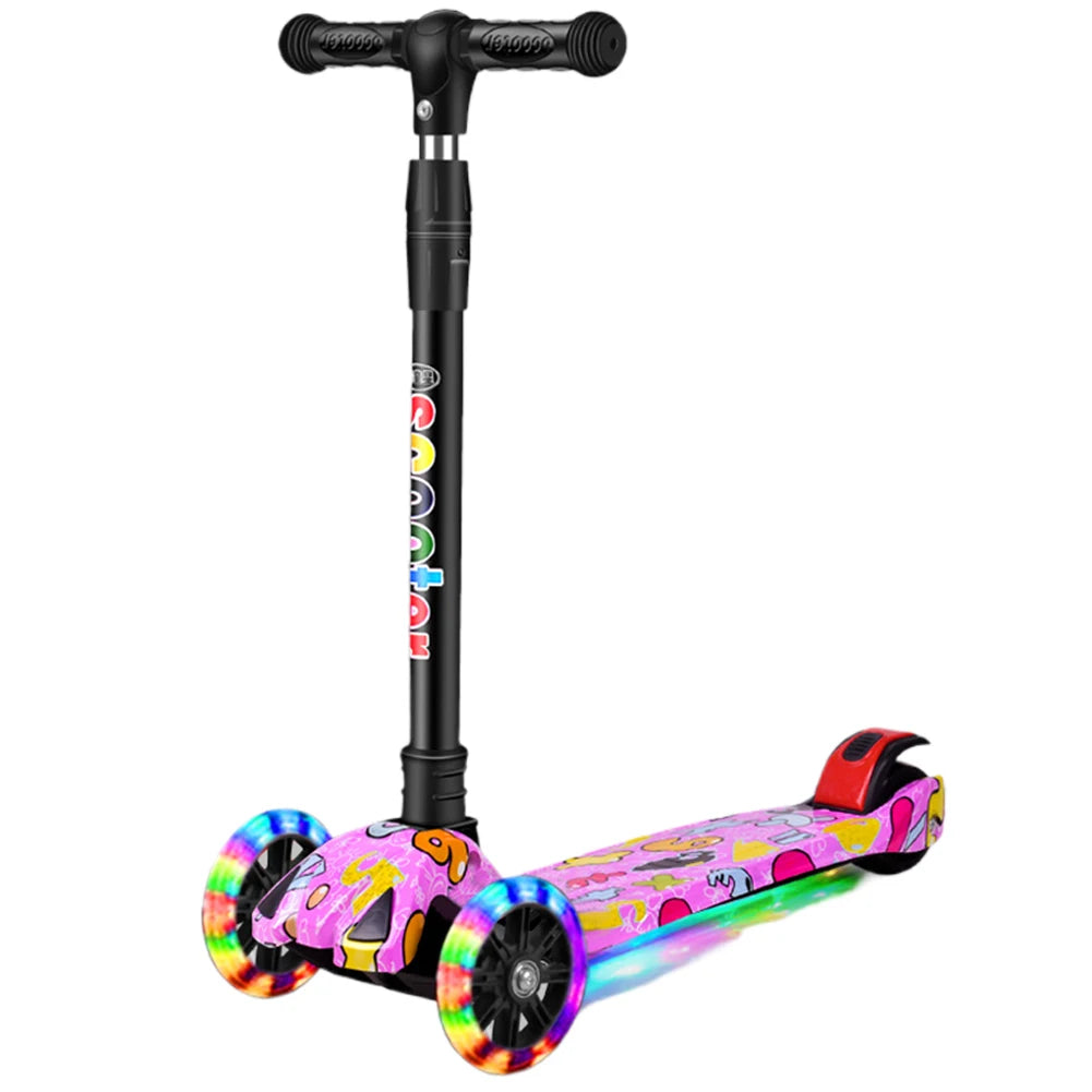 Foldable One-Pedal Three-Wheel Kick Scooter for Kids (Ages 2-10)