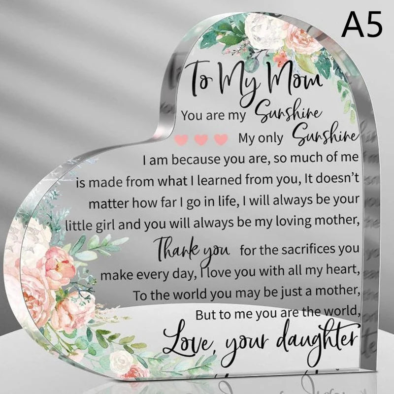 Heart Shape Acrylic Plaque for Dad Mom Birthday Father's Day Thankful Quote Blessed Wish Memorial Keepsake Gift Thank you Dad