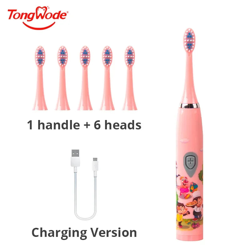 Kids Sonic Toothbrush – Rechargeable, Waterproof, with Extra Head
