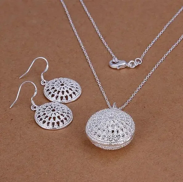 925 Sterling Silver Wedding Charm Set – Pendant Necklace & Earrings for Women