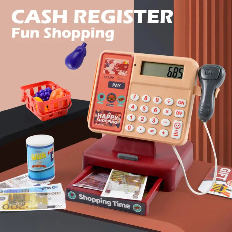 Kids Supermarket Playset with Sound & Lights – Toy Cash Register & Food Simulation
