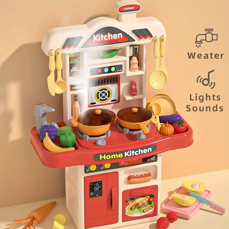 Kids Realistic Kitchen Playset – Cooking Toys with Light & Sound for Ages 3+