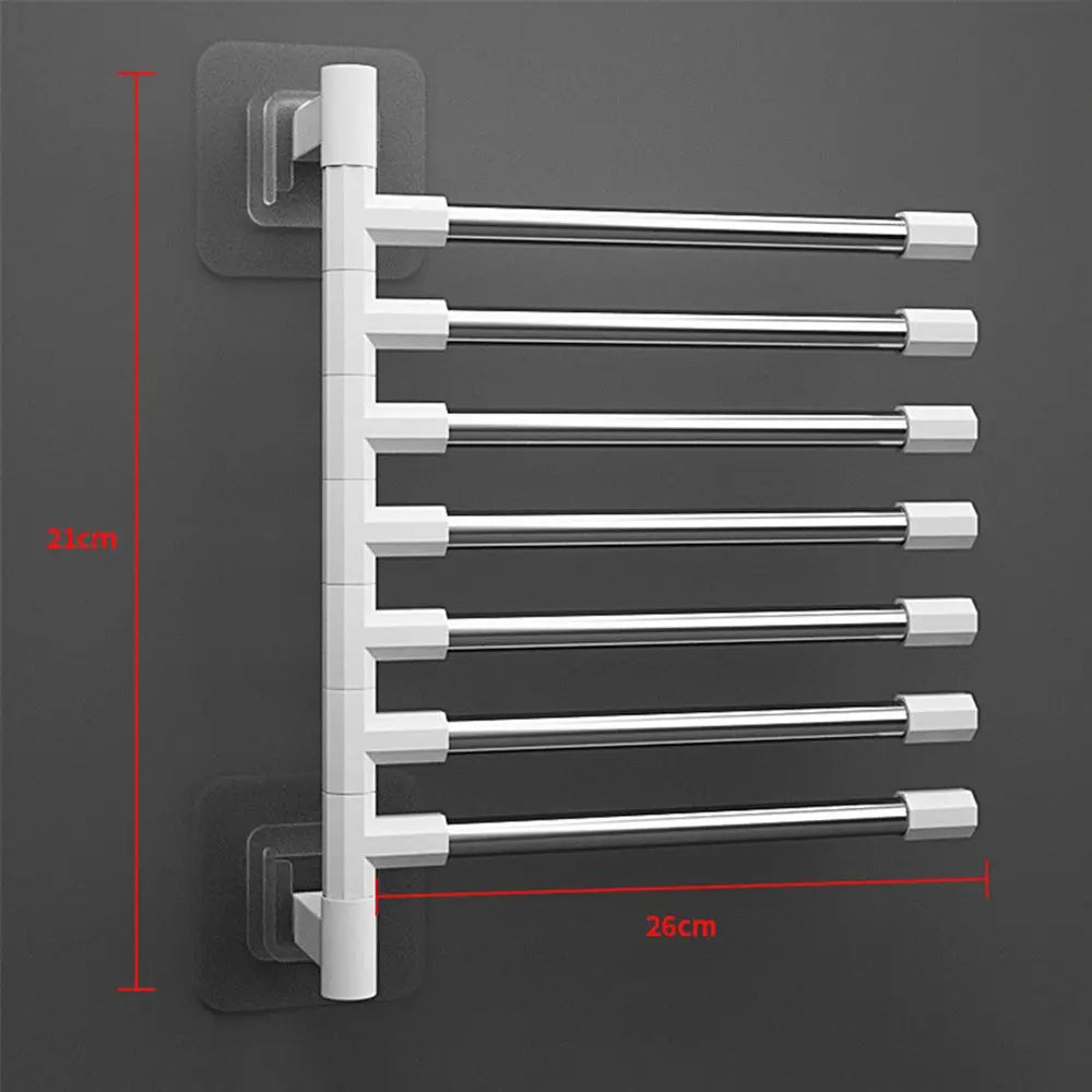 Rotatable Swing Arms Towel Rack – Wall-Mounted Space-Saving Aluminum Organizer