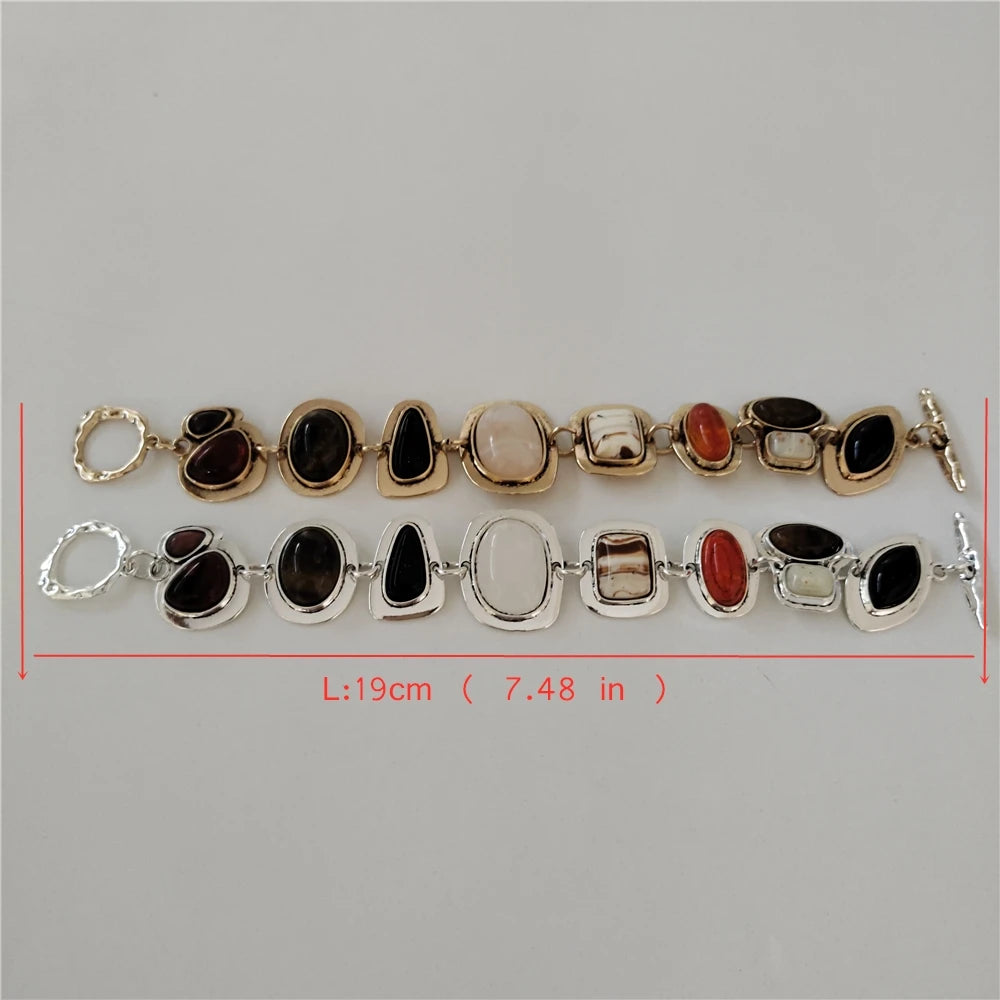 2025 Indian Vintage Resin Bracelet – Boho Ethnic Gold & Silver Plated Charm Jewelry