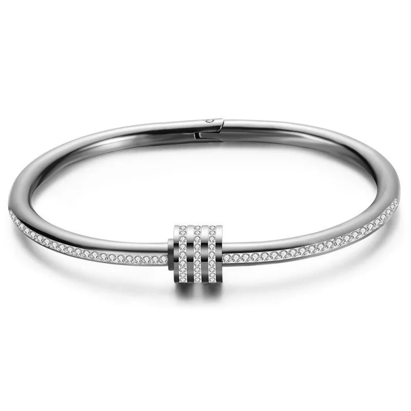 Gold Plated Stainless Steel Crystal Wrap Bangle – Non-Tarnish Bracelet for Women