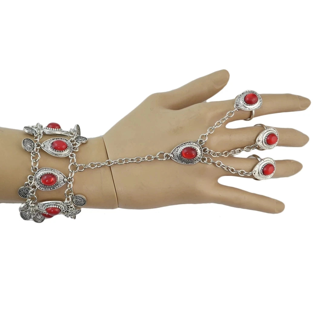 Gypsy Tribal Tibetan Bracelet – Boho Vintage Turquoise Elastic Bangle for Women