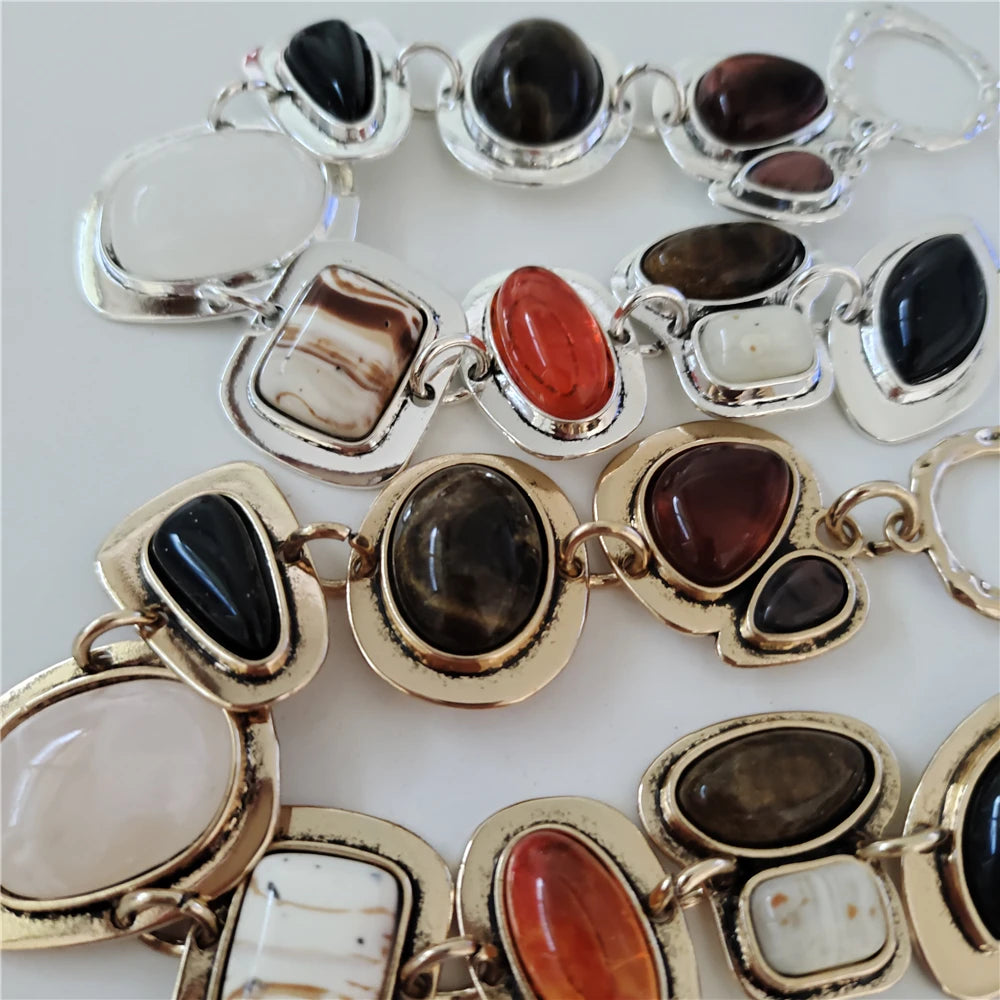 2025 Indian Vintage Resin Bracelet – Boho Ethnic Gold & Silver Plated Charm Jewelry
