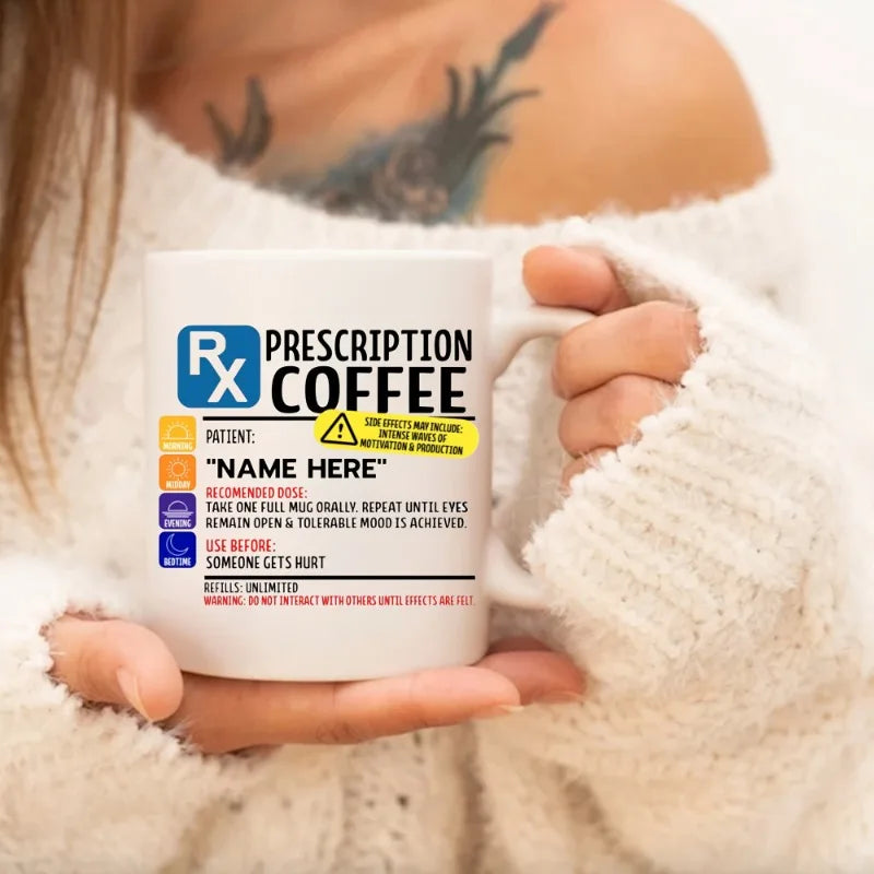 RX Prescription Coffee Mug – Ceramic Drinkware for Nurses, Pharmacists & Psychiatrists