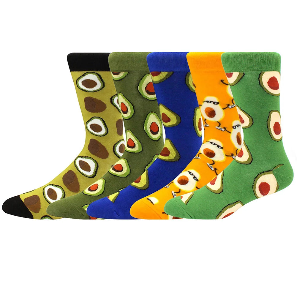 5 Pairs Combed Cotton Socks – Funny Fashion Crew Socks for Men & Women