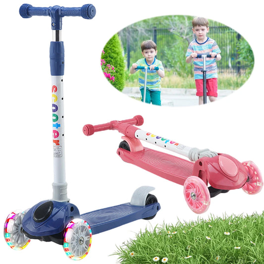Kids Push Scooter – Light-Up Wheels, Adjustable Height, 3-Wheel Lean-to-Steer for Ages 3-10