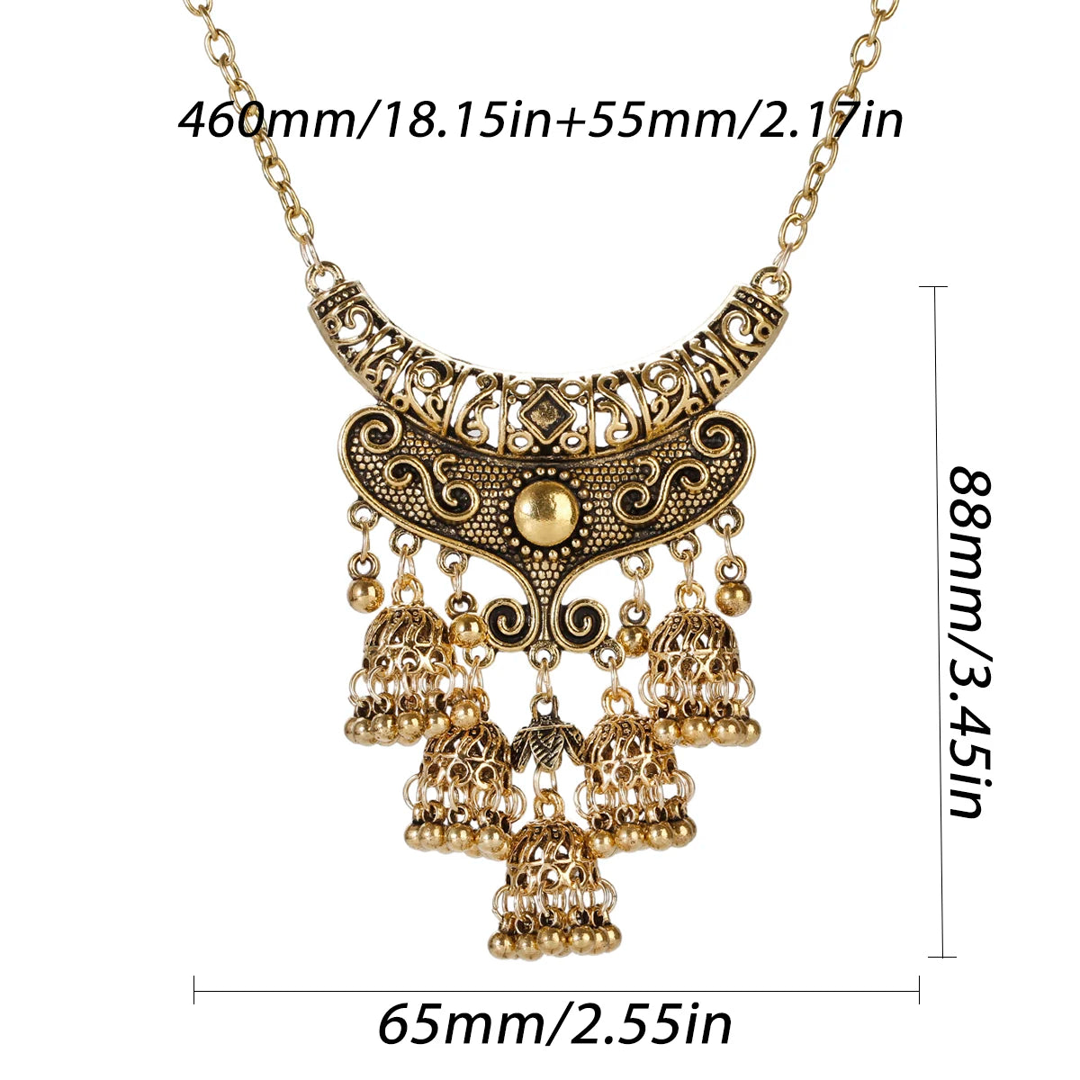 Luxury Retro Indian Jewelry Set – Necklace & Jhumka Earrings