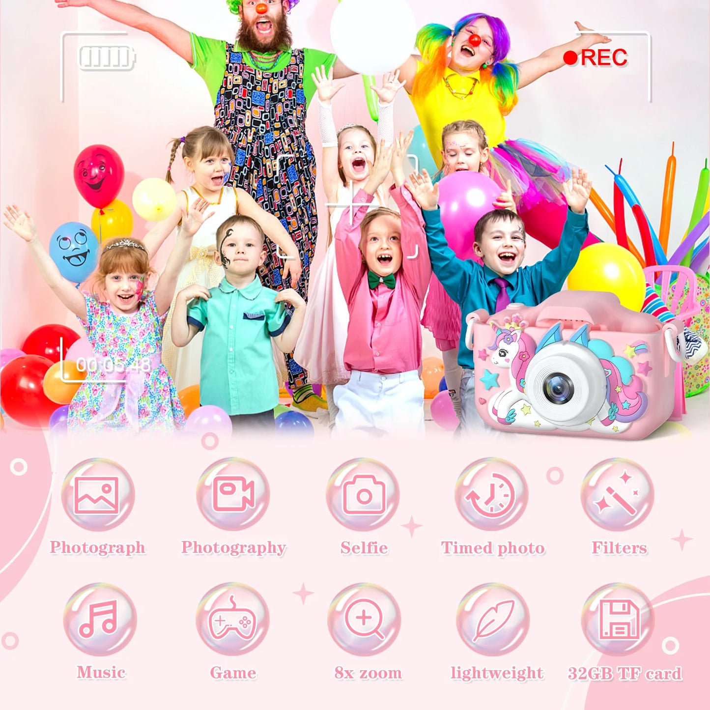 Kids 1080P HD Digital Camera – 2.0-inch Toddler Camera with Silicone Case