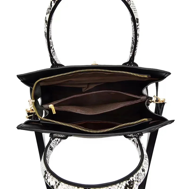 2-Piece Snake Pattern Handbag Set – Tote & Shoulder Satchel for Women