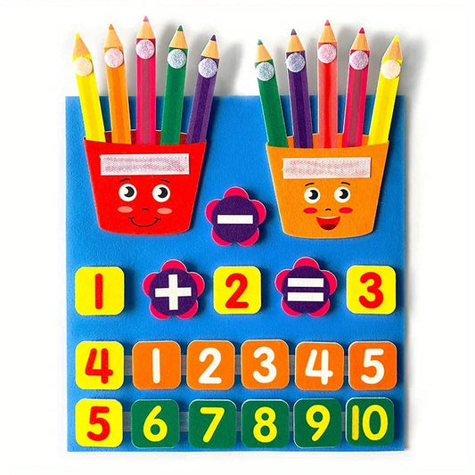 Montessori Pencil Shape Counting Toy for Toddlers – Felt Math & Numbers Set