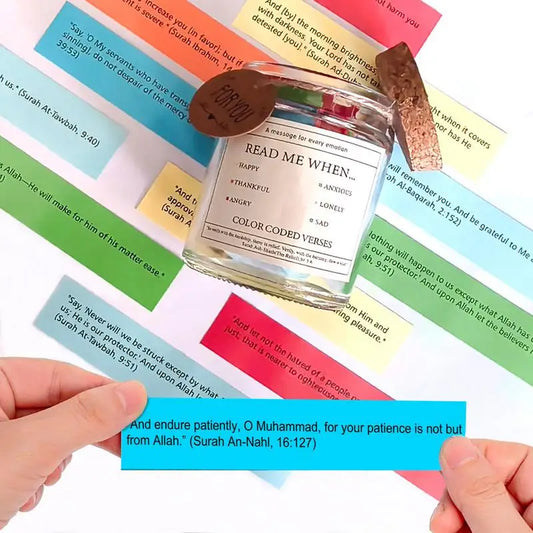 Quran Gratitude Jar – Spiritual Comfort & Prayer Bottle for Christmas, Easter, & Baptism