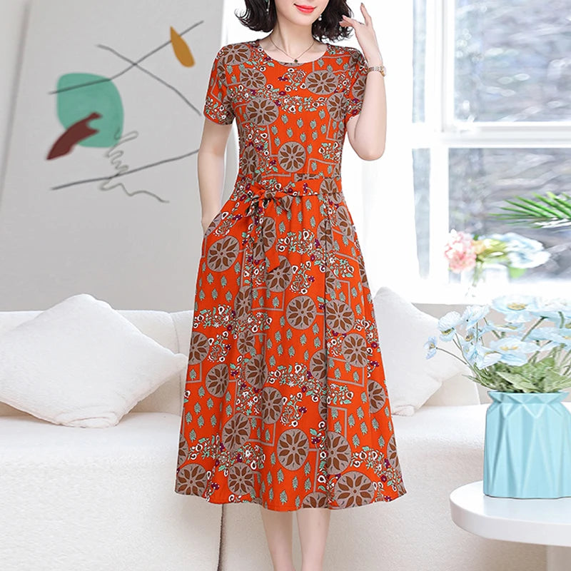 2024 Floral Print Bohemian Dress – O-Neck Sleeveless Loose Long Dress for Women