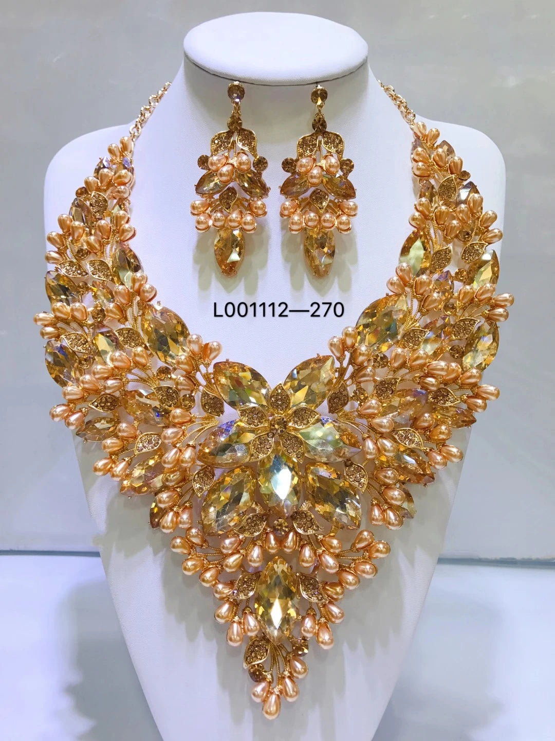 Women's Crystal Rhinestone Jewelry Set – Necklace & Earrings for Wedding