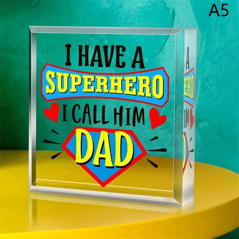 Heart Shape Acrylic Plaque for Dad Mom Birthday Father's Day Thankful Quote Blessed Wish Memorial Keepsake Gift Thank you Dad