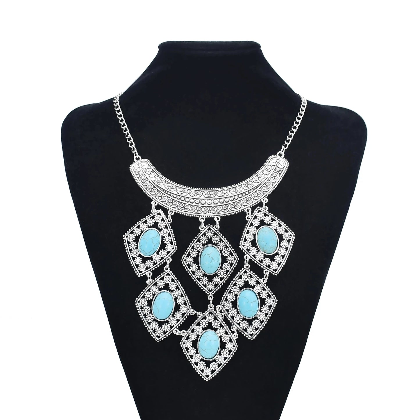 Gypsy Bohemian Chunky Tibetan Silver Necklace – Festival Party Jewelry for Women