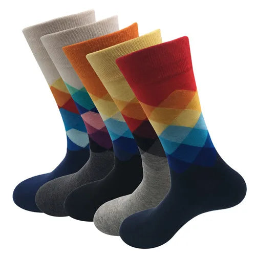 5 Pairs Colorful Cotton Socks – High-Quality Casual Wear for Men & Girls (No Gift Box)