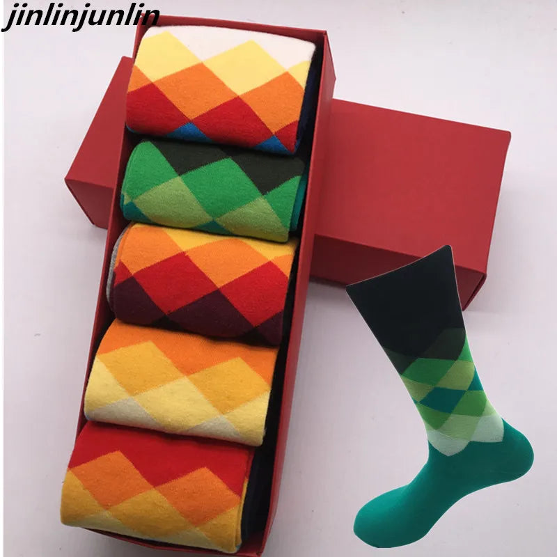 5 Pairs Colorful Cotton Socks – High-Quality Casual Wear for Men & Girls (No Gift Box)